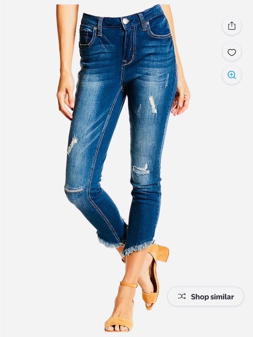 Seven7 Medium Blue Frayed Hem Skinny Jeans